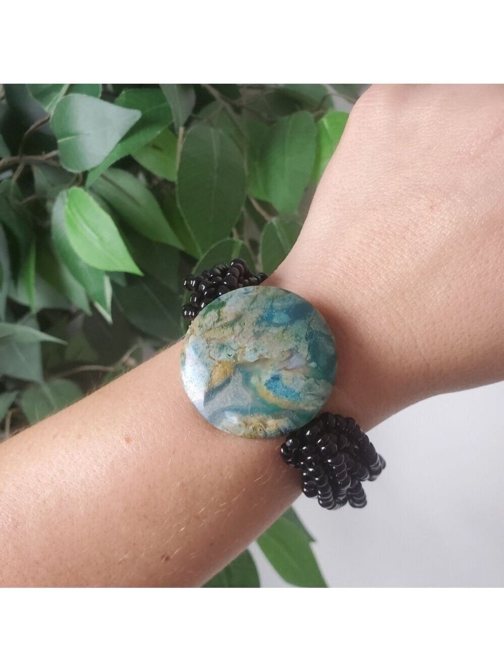 Elegant Black and Green Stone Bracelet 3/$30
